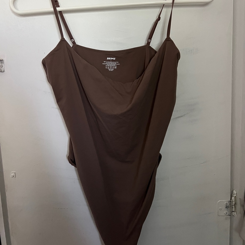SKIMS Brown Cowl Neck Bodysuit